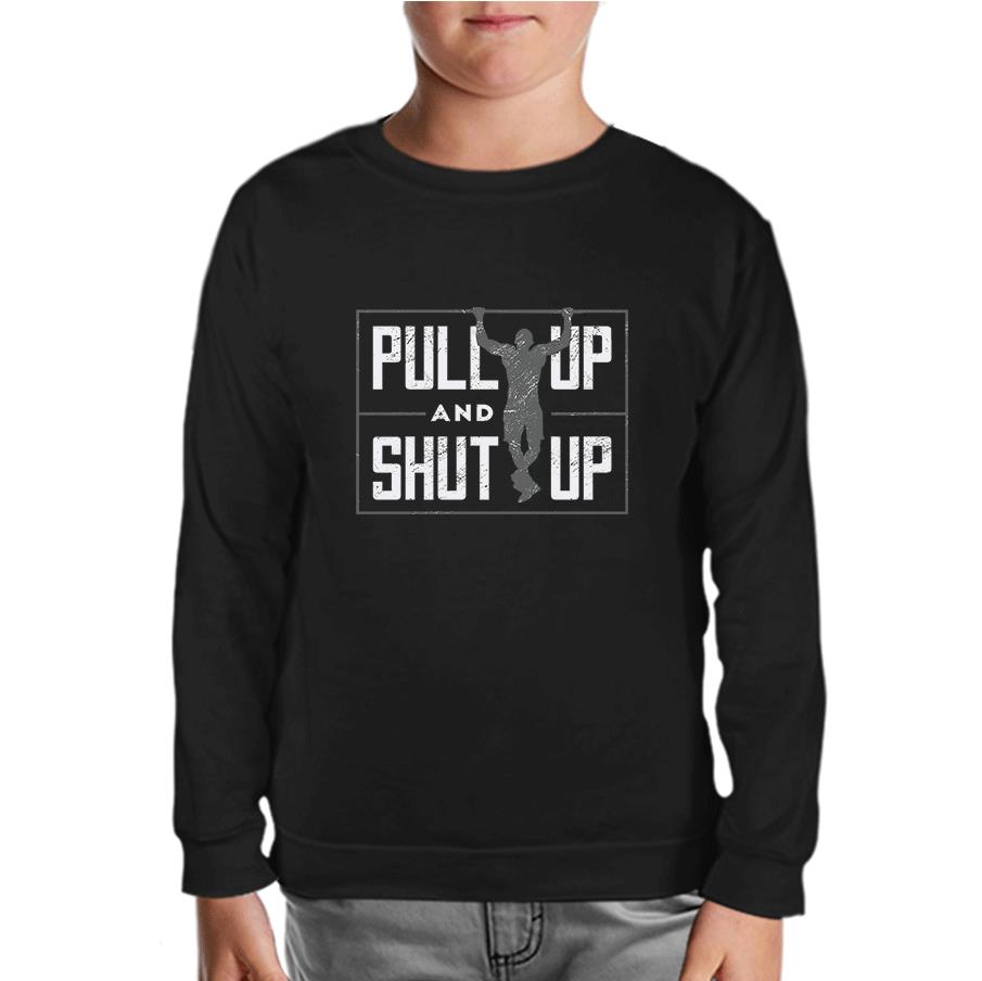 Bodybuilding Pull Up Black Kids Sweatshirt