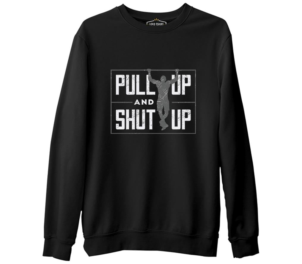 Bodybuilding Pull Up Siyah Erkek Kalın Sweatshirt