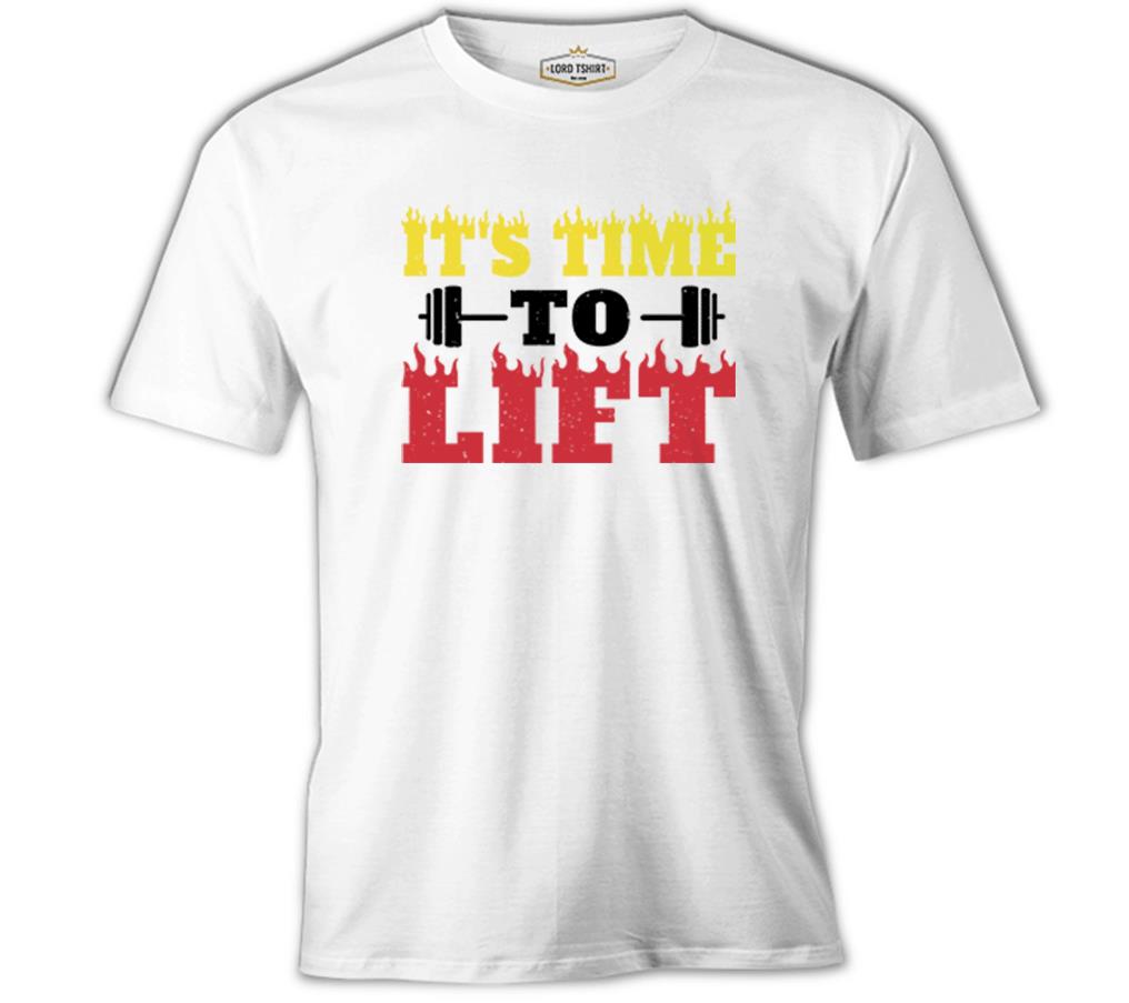 Bodybuilding Time to Lift Beyaz Erkek Tshirt