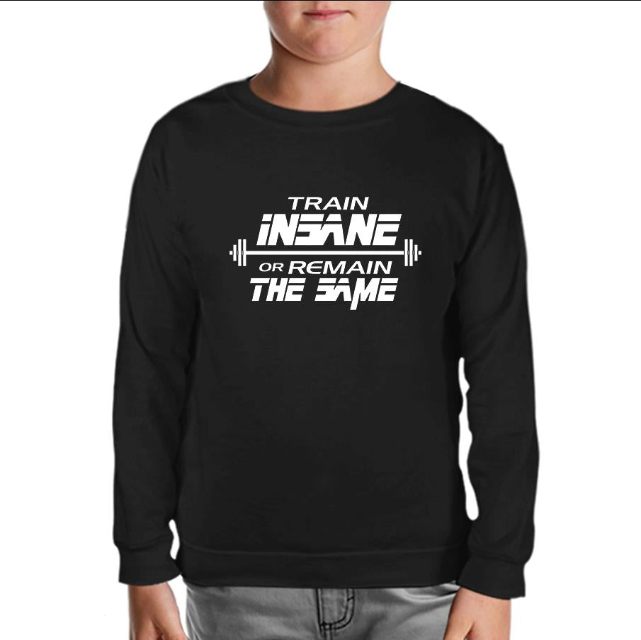 Bodybuilding - Train Insane Black Kids Sweatshirt