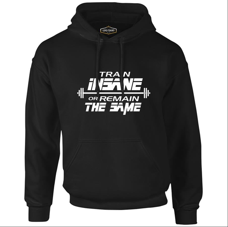 Bodybuilding - Train Insane Siyah Erkek Fermuarsız Kapşonlu