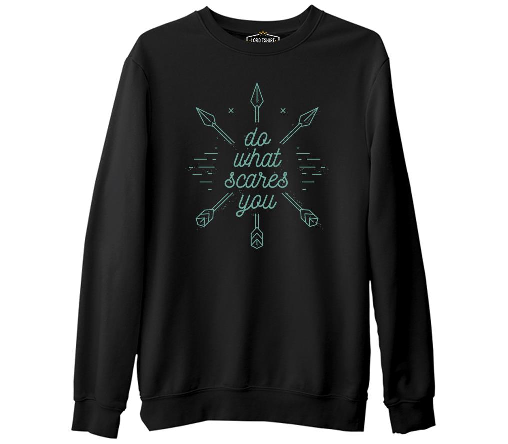 Boho Text and Arrows Siyah Erkek Kalın Sweatshirt