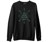 Boho Text and Arrows Siyah Erkek Kalın Sweatshirt