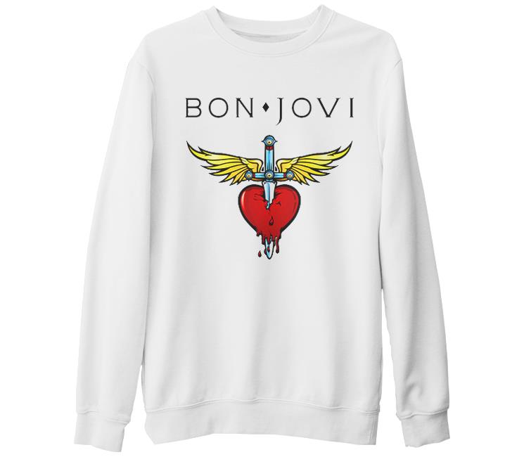 Bon Jovi White Thick Sweatshirt