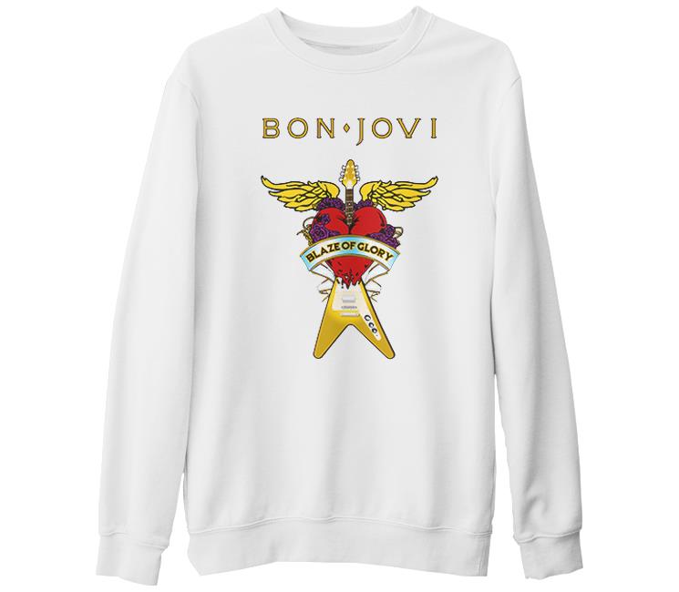 Bon Jovi - Guitar White Thick Sweatshirt