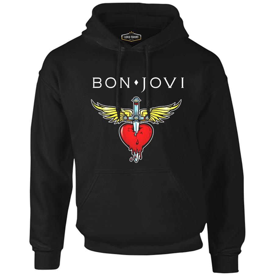 Bon Jovi Siyah Erkek Fermuarsız Kapşonlu