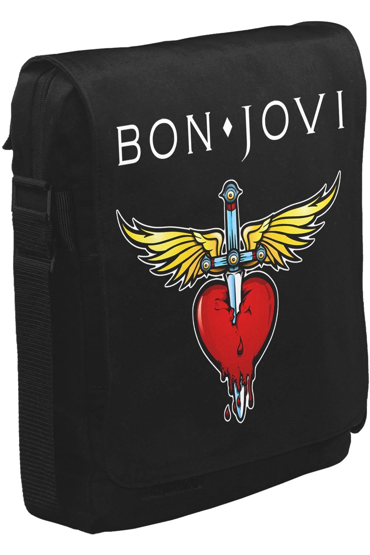 Bon Jovi Unisex Siyah Postacı Çanta