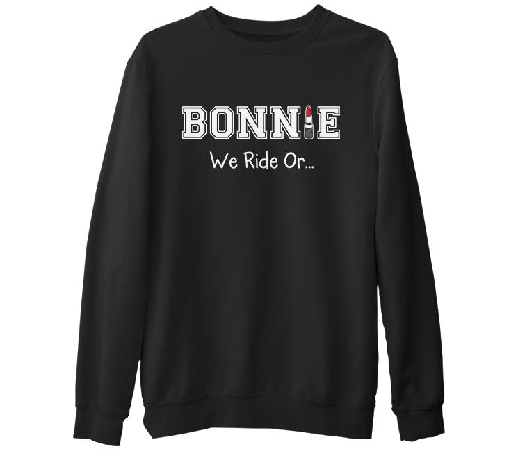 Bonnie and Clyde - Bonnie Siyah Erkek Kalın Sweatshirt