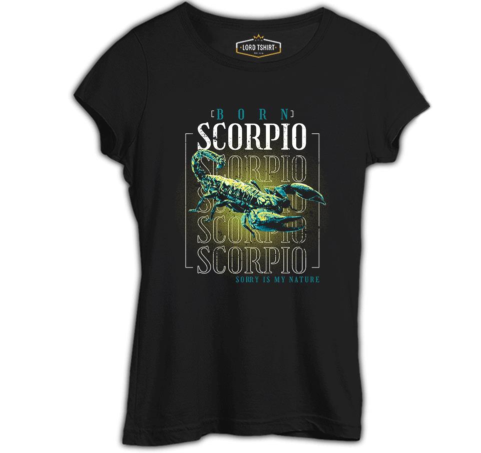 Born Scorpio Siyah Kadın Tshirt