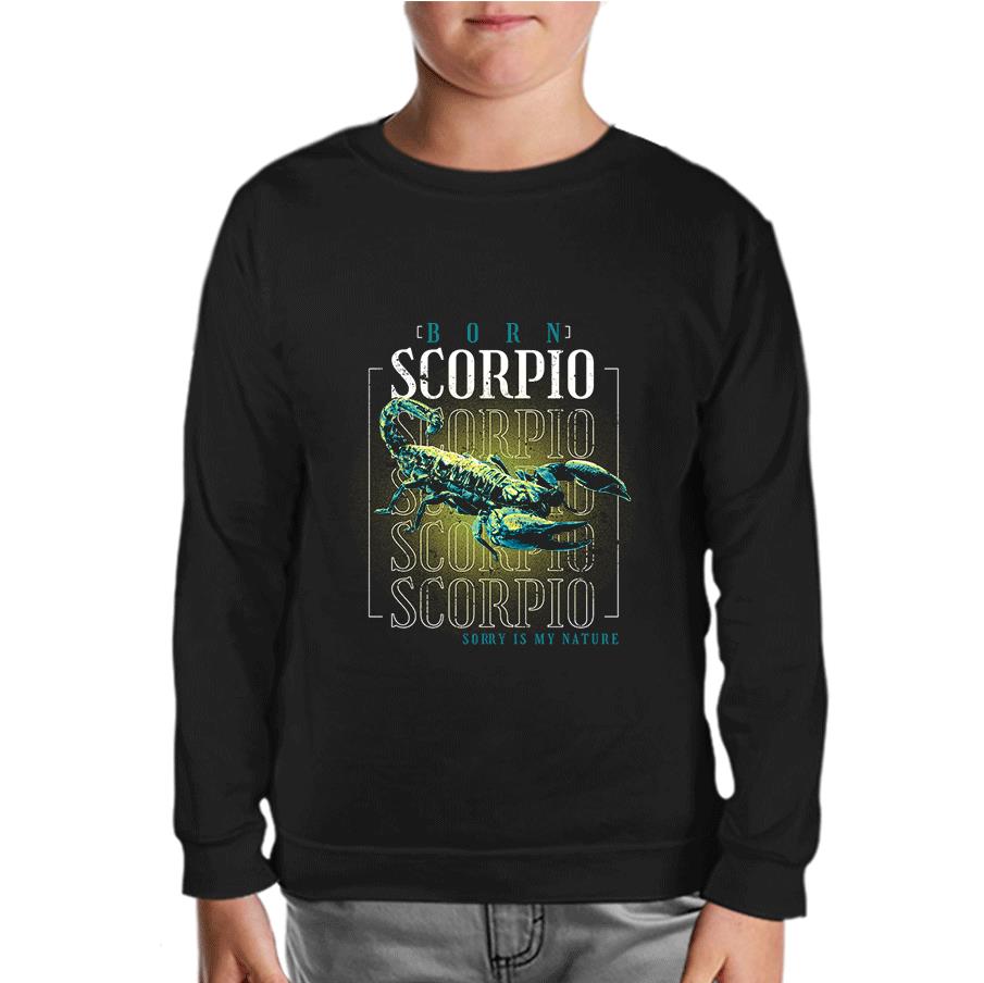 Born Scorpio Siyah Çocuk Sweatshirt