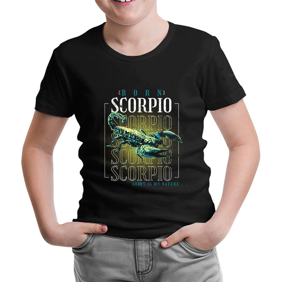 Born Scorpio Siyah Çocuk Tshirt
