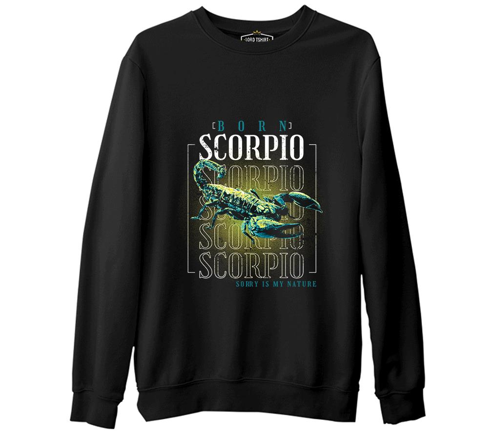 Born Scorpio Siyah Erkek Kalın Sweatshirt