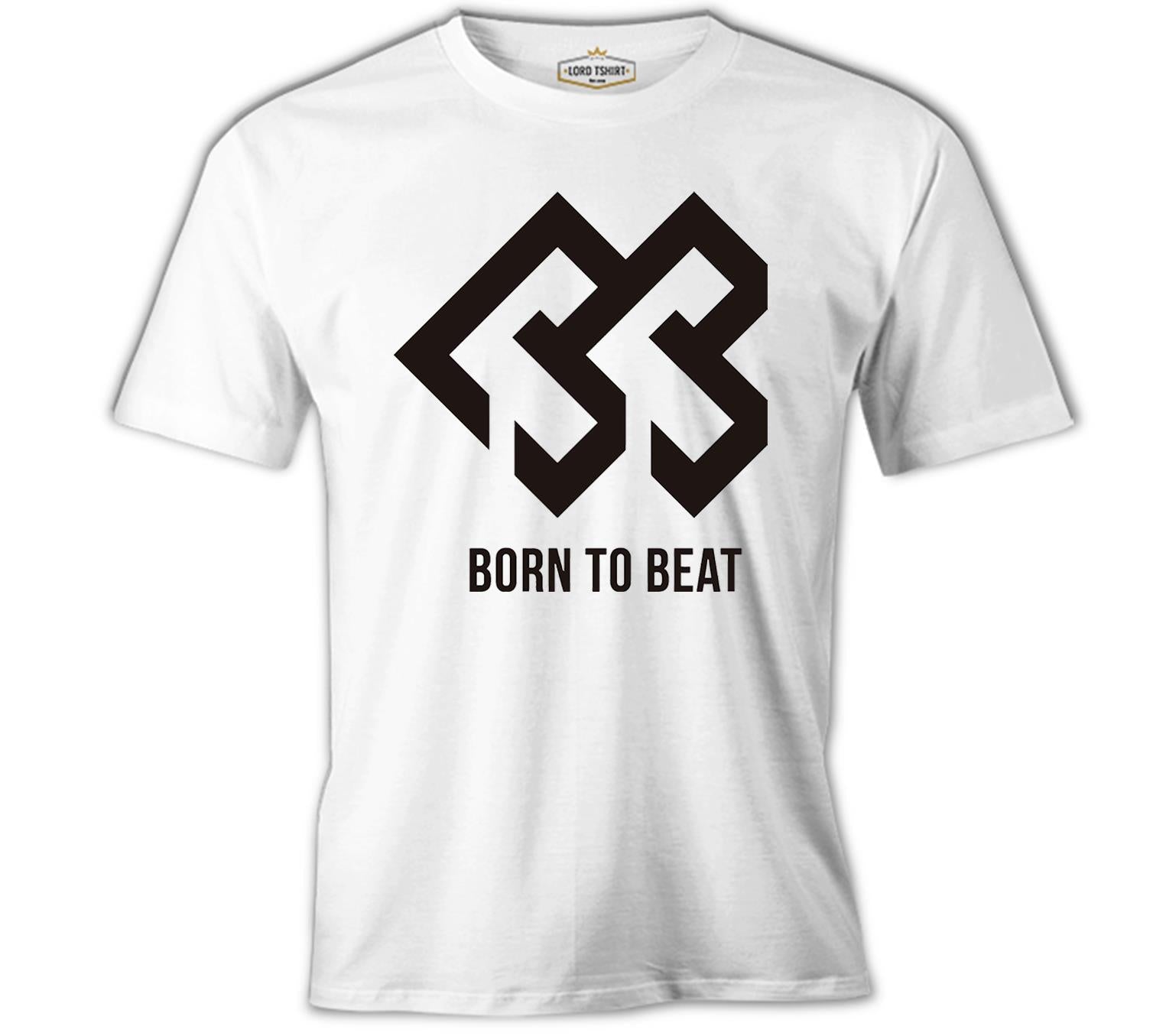 Born to Beat - Logo Beyaz Erkek Tshirt