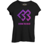 Born to Beat - Logo Grain Siyah Kadın Tshirt