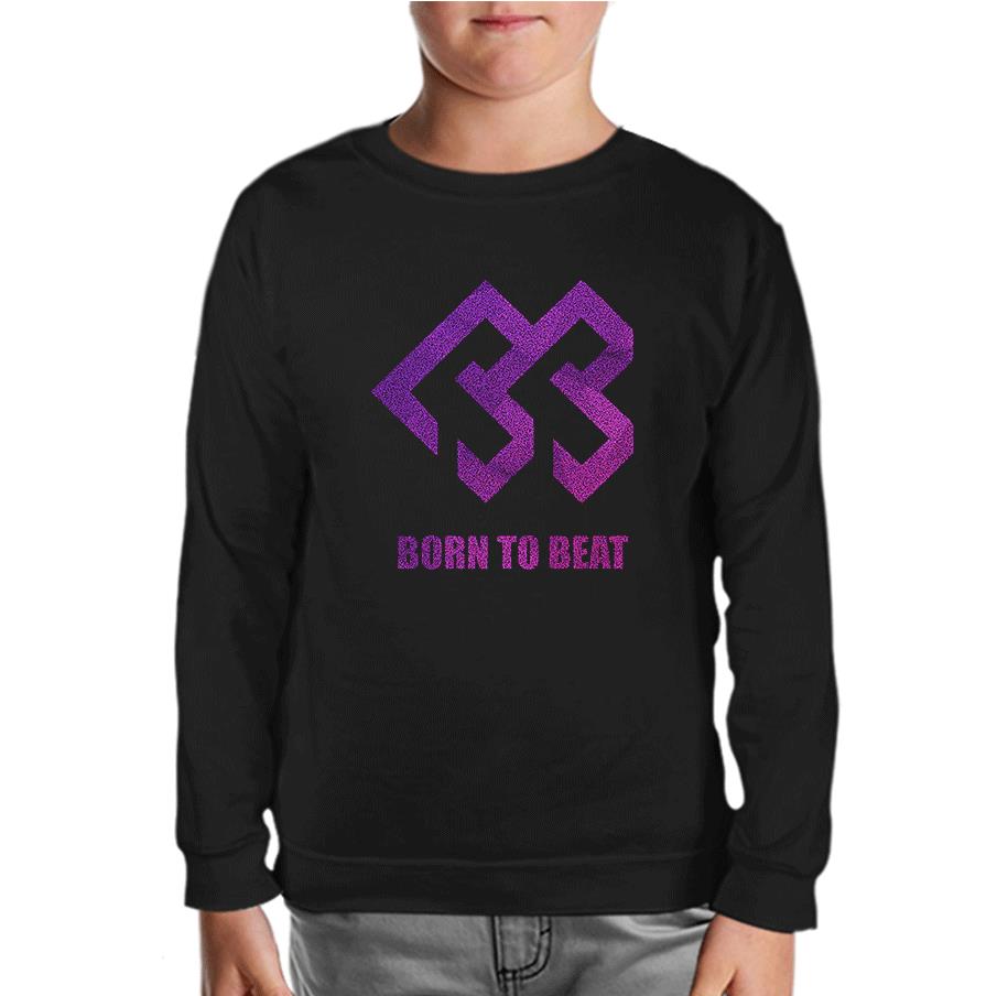 Born to Beat - Logo Grain Siyah Çocuk Sweatshirt