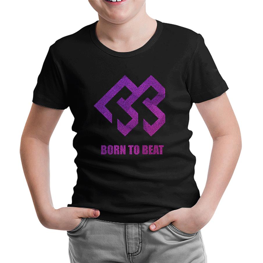 Born to Beat - Logo Grain Siyah Çocuk Tshirt