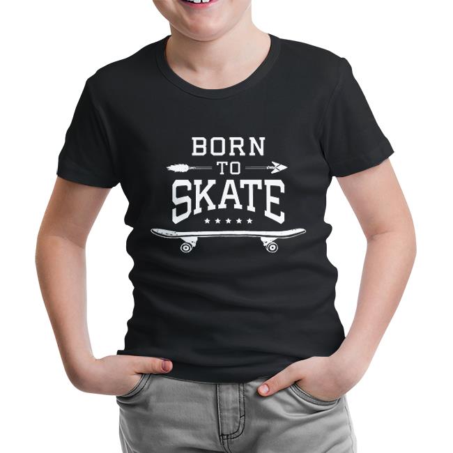 Born to Skate Siyah Çocuk Tshirt