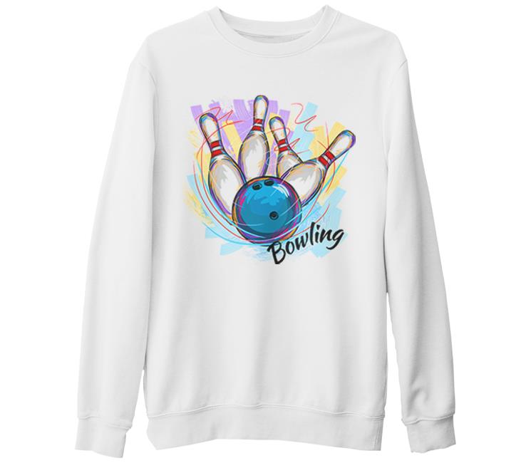 Bowling - Atış Beyaz Kalın Sweatshirt