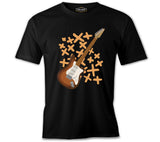 Brown Electric Guitar Illustration Siyah Erkek Tshirt