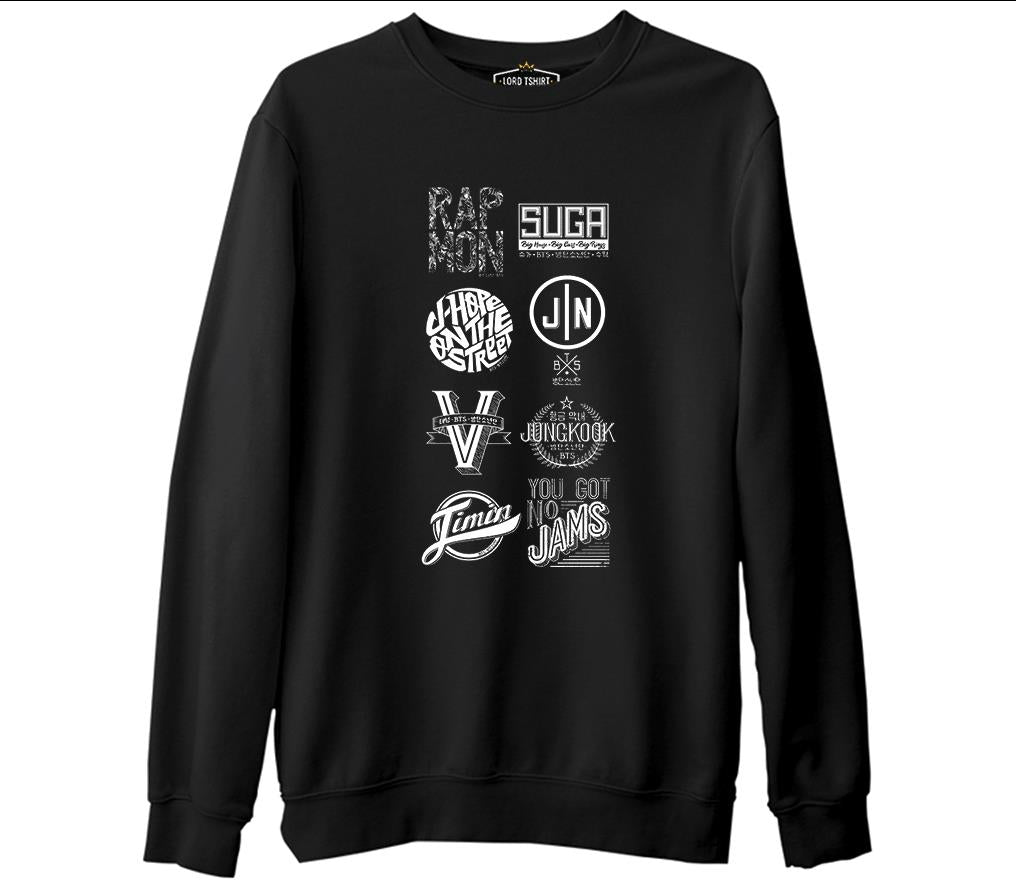 BTS - İmza Logo Siyah Erkek Kalın Sweatshirt