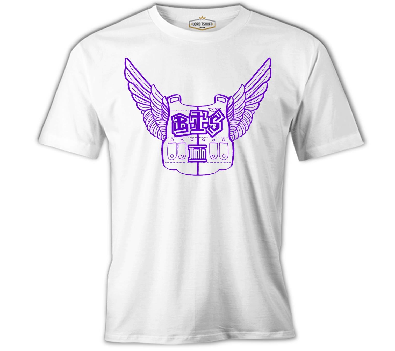 BTS - Jimin Wings Beyaz Erkek Tshirt