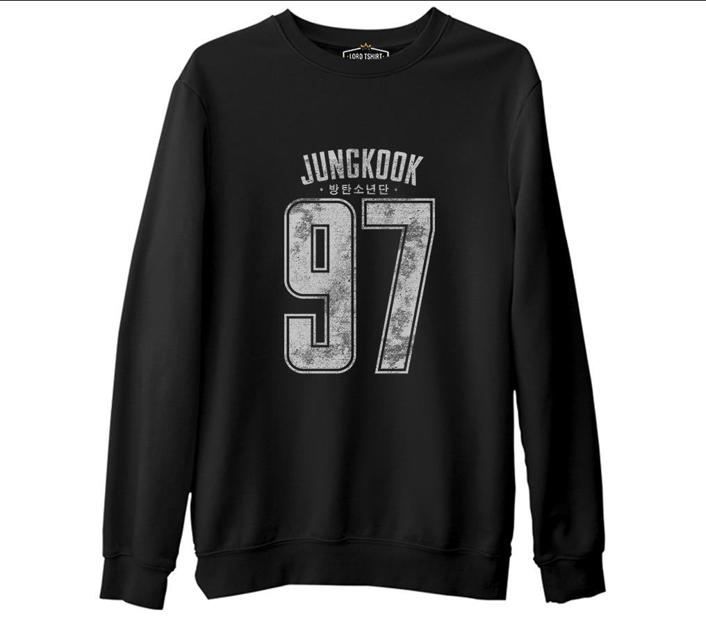 BTS -  Jungkook 97  Siyah Erkek Kalın Sweatshirt