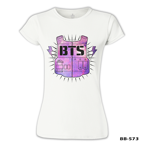 BTS - Logo 3 Beyaz Kadın Tshirt