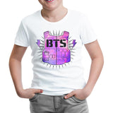 BTS - Logo 3 White Kids Tshirt