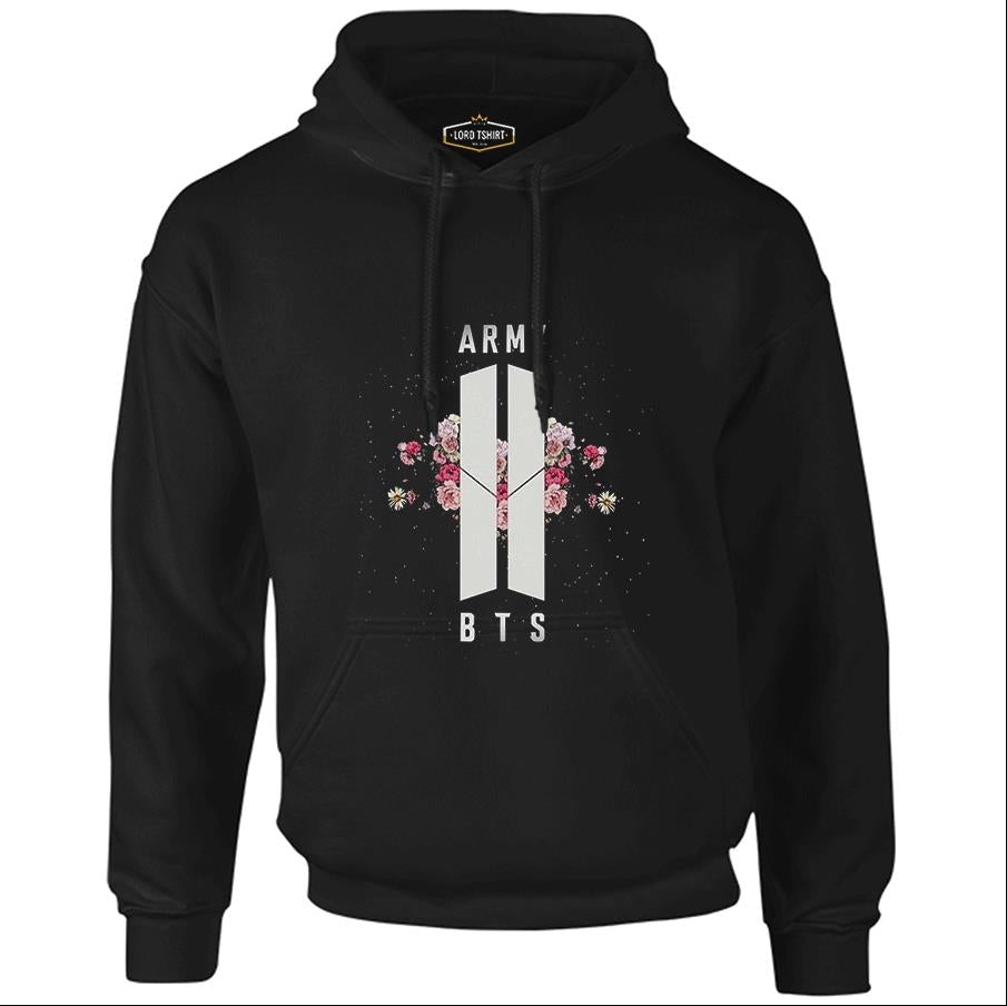 BTS - Logo Hit Siyah Erkek Fermuarsız Kapşonlu