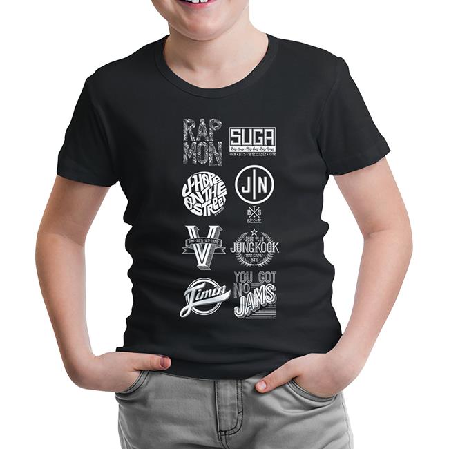 BTS - Signature Logo Black Kids Tshirt