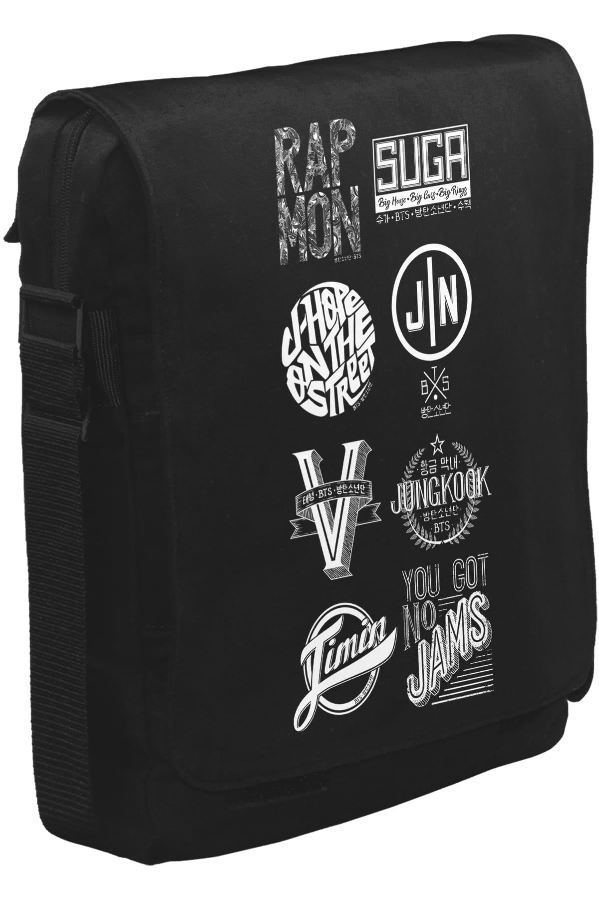 BTS -  Logo Unisex Siyah Postacı Çanta