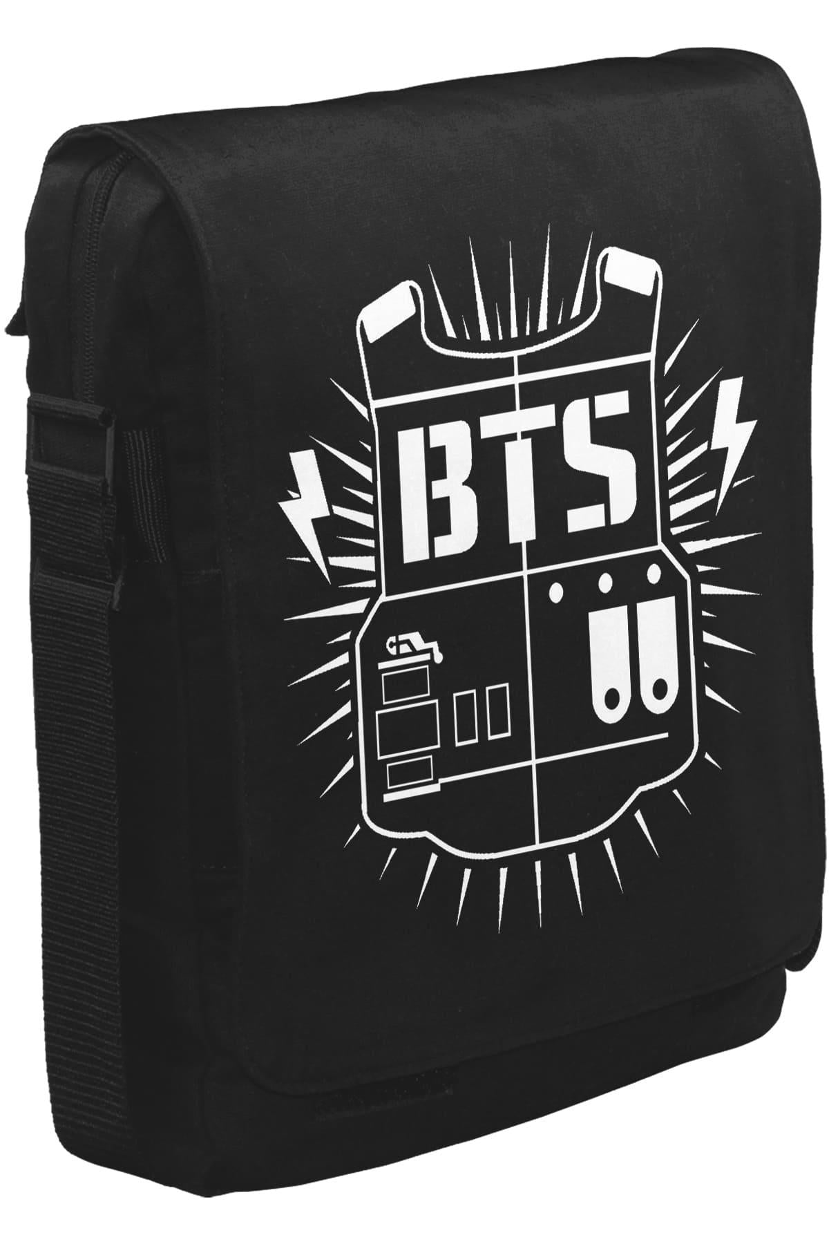 BTS - Logo Unisex Siyah Postacı Çanta