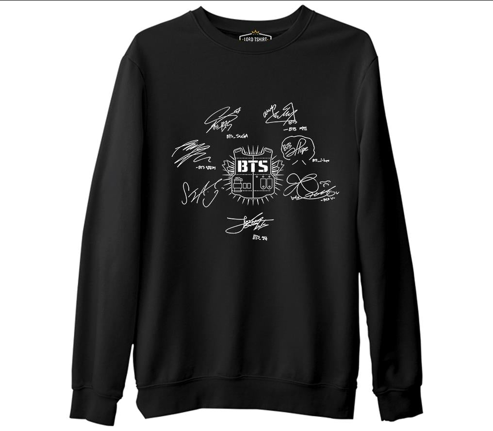BTS -  Signs  Siyah Erkek Kalın Sweatshirt