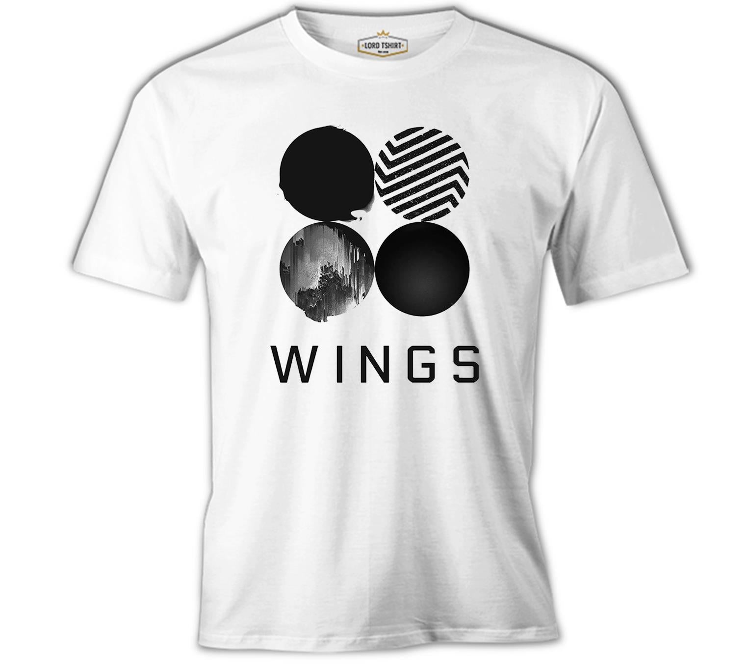 BTS - Wings Logo Beyaz Erkek Tshirt