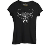 Bull with an Eye Patch Siyah Kadın Tshirt
