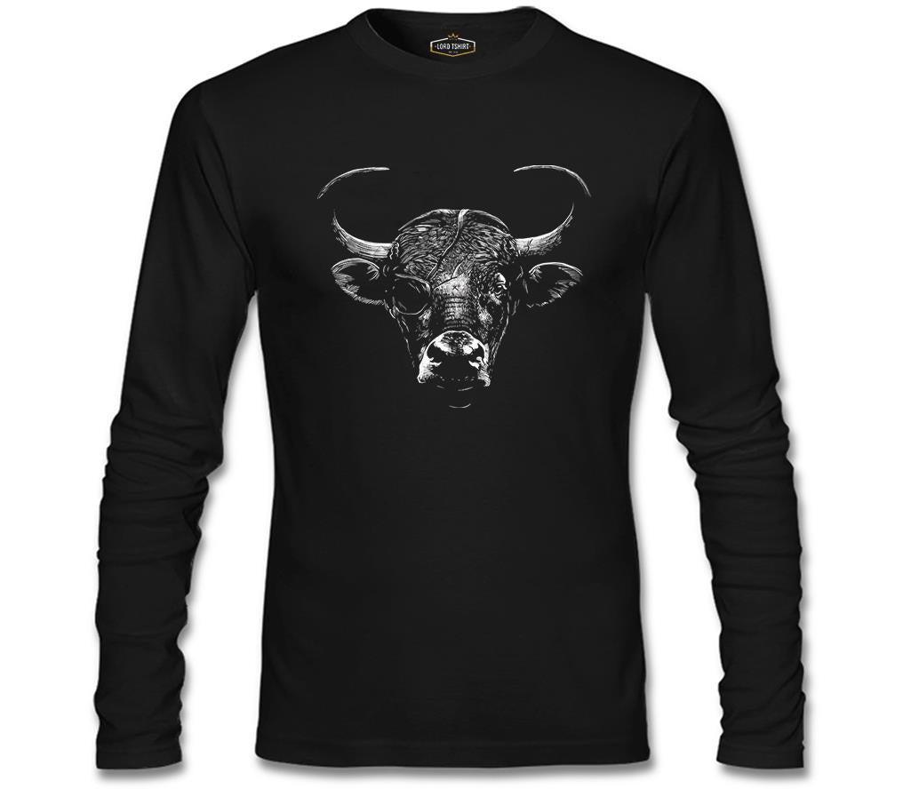 Bull with an Eye Patch Siyah Erkek Sweatshirt