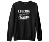 Burç - Born in December Vintage Siyah Erkek Kalın Sweatshirt