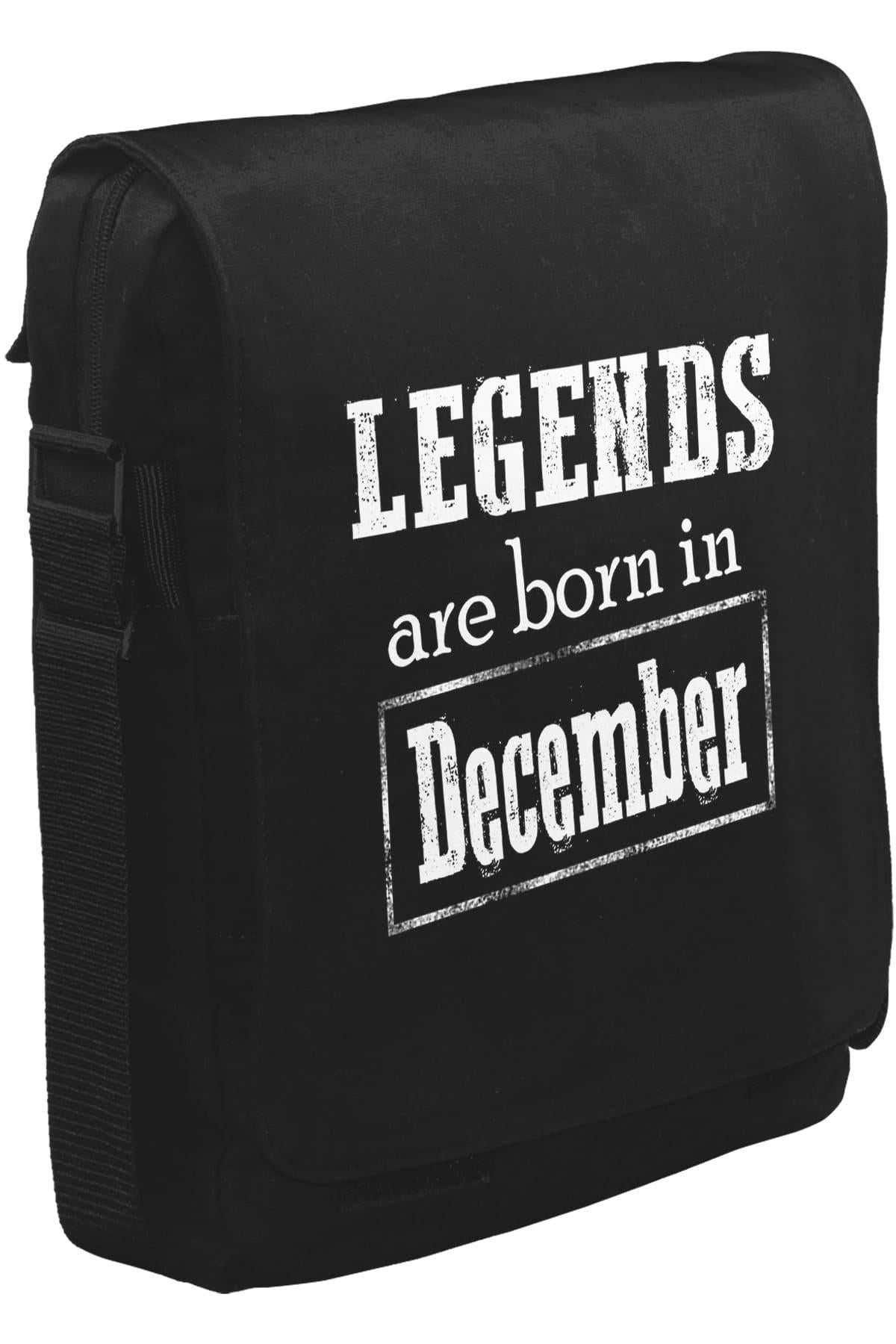Burç - Born in December Vintage Unisex Siyah Postacı Çanta