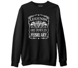 Burç - Born in February Crown Siyah Erkek Kalın Sweatshirt