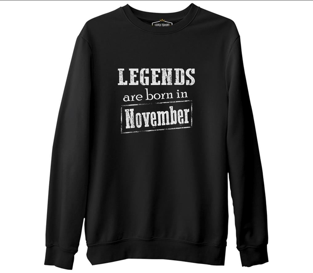 Burç - Born in November Vintage Siyah Erkek Kalın Sweatshirt
