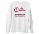 Burç - Born on November White Thick Sweatshirt