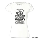 Burç - March Woman Beyaz Kadın Tshirt