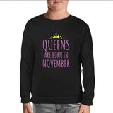 Burç - November Queens Siyah Çocuk Sweatshirt