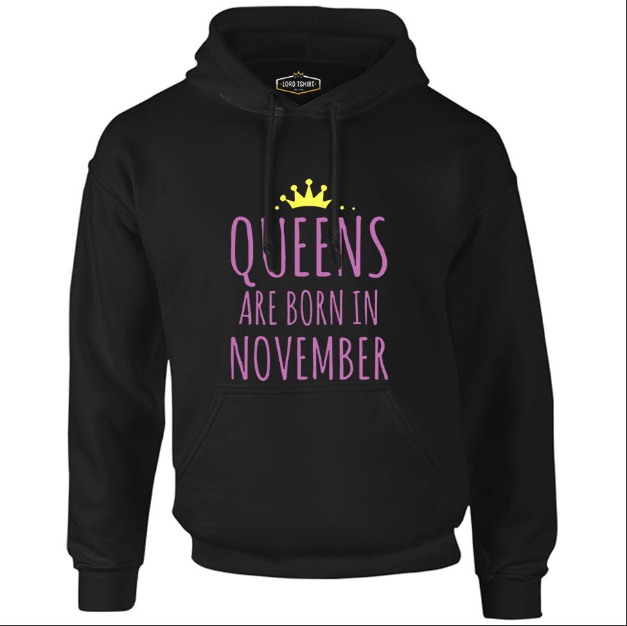 Burç - November Queens Siyah Erkek Fermuarsız Kapşonlu
