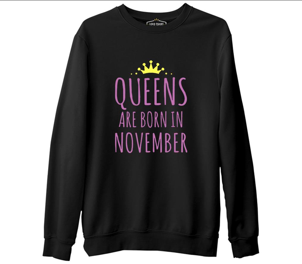 Burç - November Queens Siyah Erkek Kalın Sweatshirt