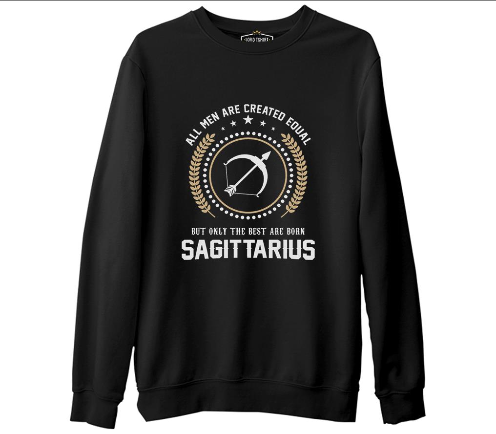Burç - Sagittarius Siyah Erkek Kalın Sweatshirt