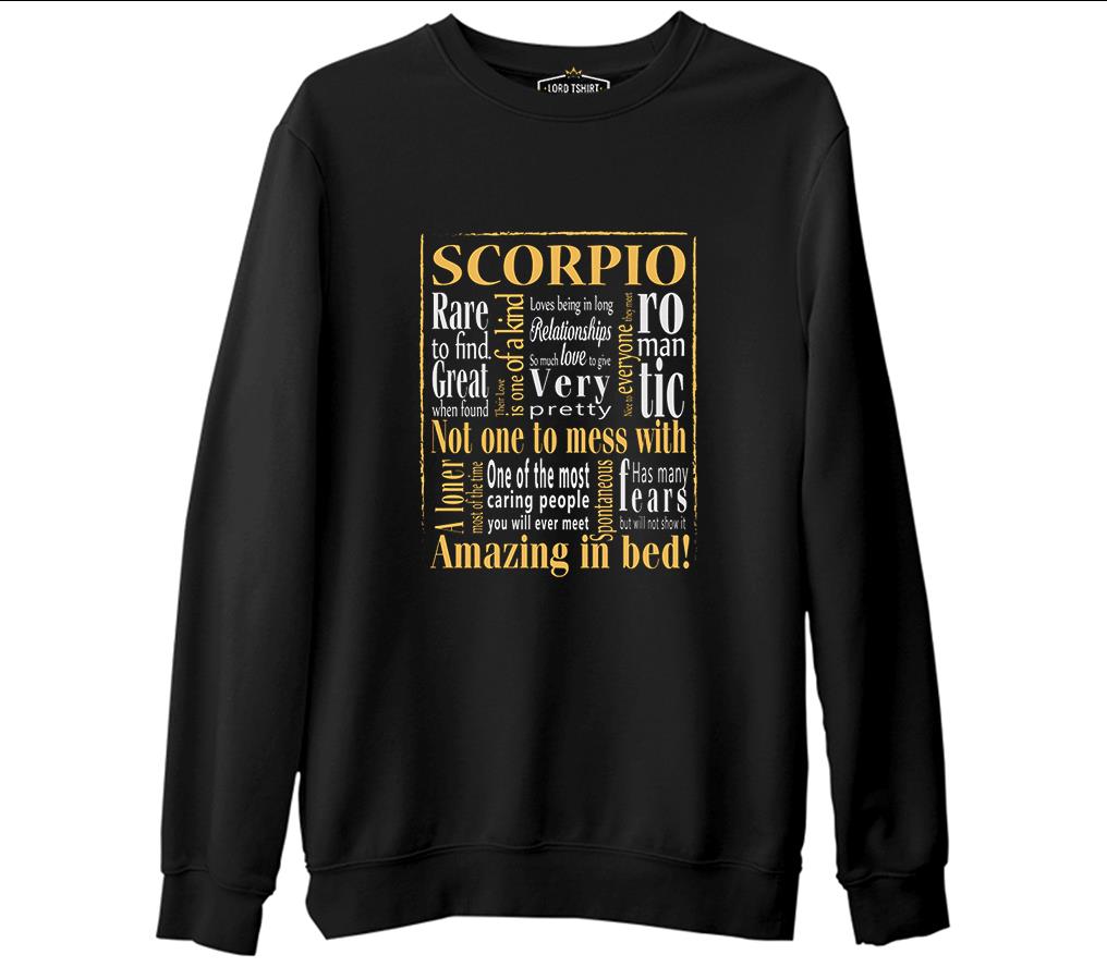 Burç - Scorpio Amazing  Siyah Erkek Kalın Sweatshirt