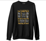 Burç - Scorpio Amazing  Siyah Erkek Kalın Sweatshirt