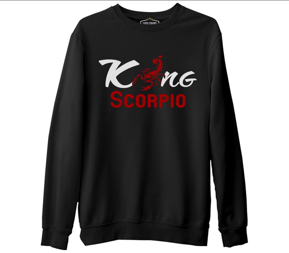 Burç - Scorpio King Siyah Erkek Kalın Sweatshirt
