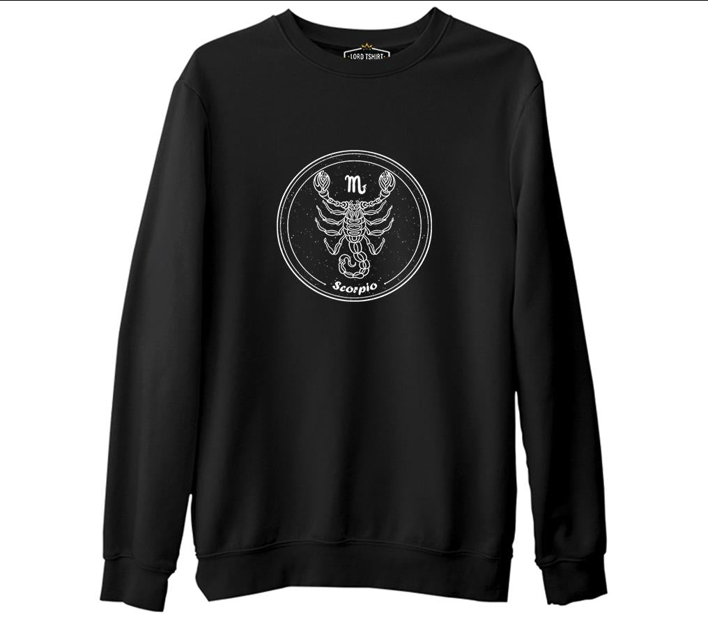 Burç - Scorpio M Siyah Erkek Kalın Sweatshirt